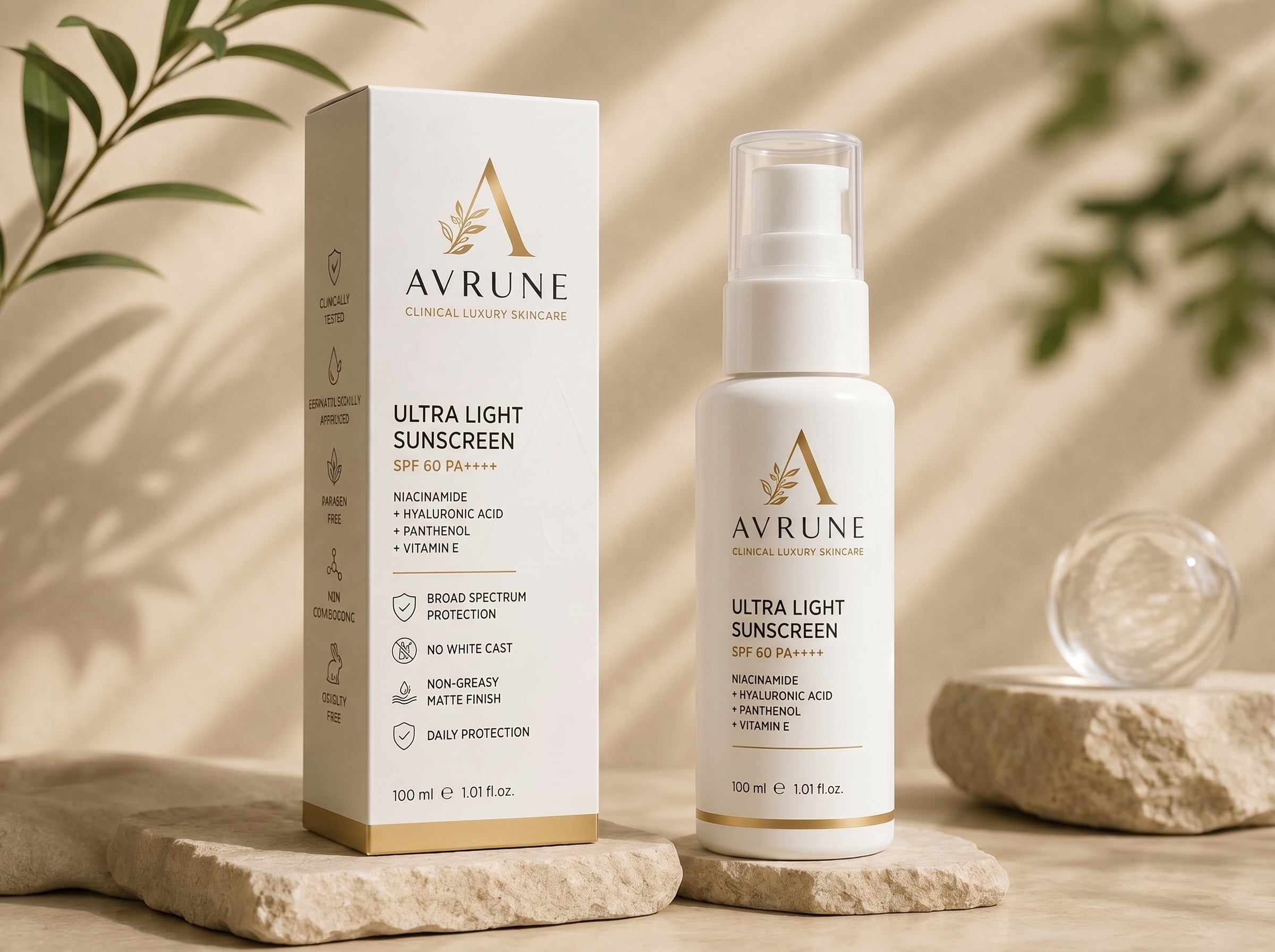 AVRUNE SPF 60 PA+++ Sunscreen | No White Cast | UV Protection